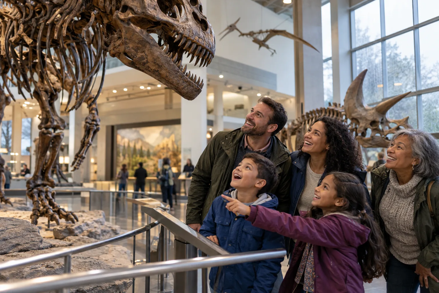 Family visiting a museum